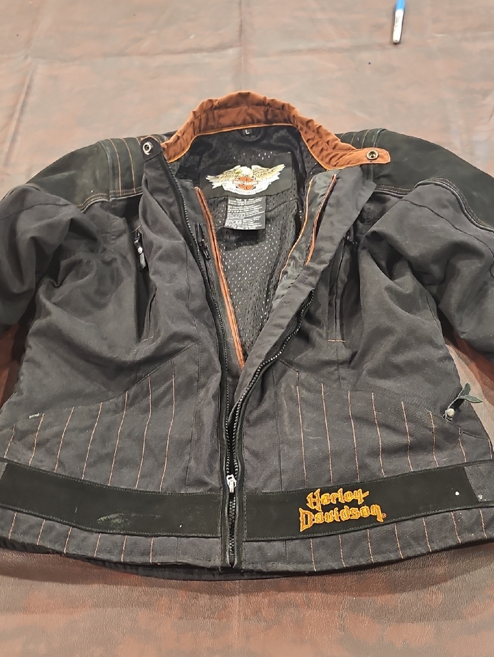 Q Womens Black And Orange Harley Davidson Jacket - Picture 8 of 14